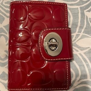Coach Wallet, patented leather, red